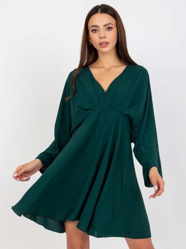 Wholesale Zayna Dark Green One Size V-Neck Mini Dress