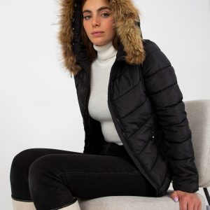 Wholesale Black Quilted Hooded Transition Jacket