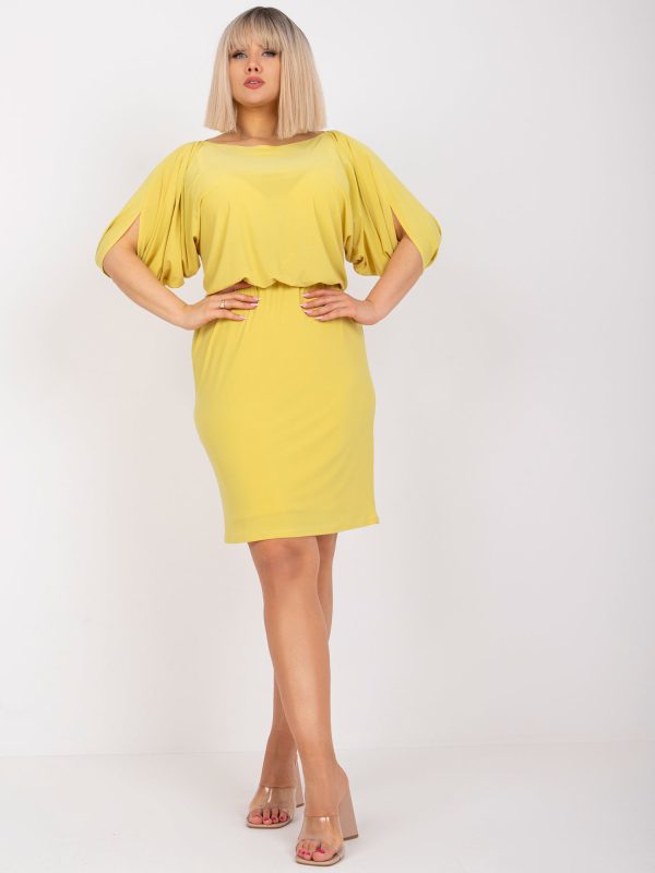 Wholesale Yellow Plus Size Dress with Loose Sleeves Tianna