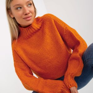 Dark orange oversized turtleneck sweater Ariana RUE PARIS