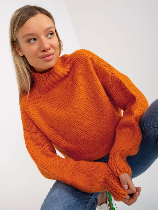 Dark orange oversized turtleneck sweater Ariana RUE PARIS