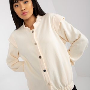 Wholesale Light Beige Long Sleeve Bomber Sweatshirt