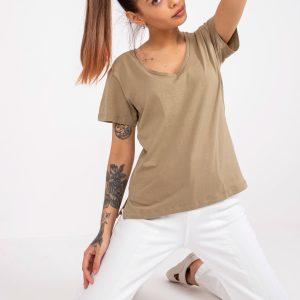 Wholesale Dark beige cotton t-shirt for women Salina MAYFLIES