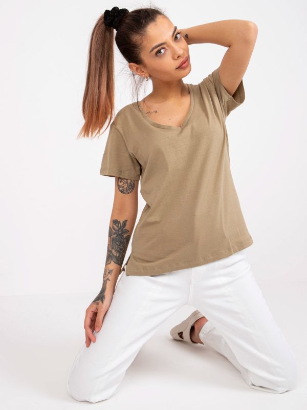 Wholesale Dark beige cotton t-shirt for women Salina MAYFLIES