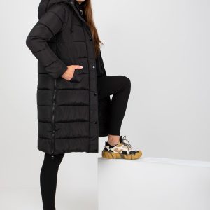 Wholesale Black 2in1 long winter jacket with detachable sleeves