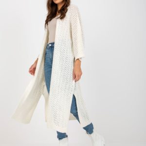 Wholesale Ecru long openwork oversize cardigan OCH BELLA