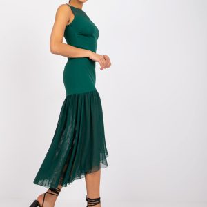 Wholesale Dark green dress with mesh Sophia