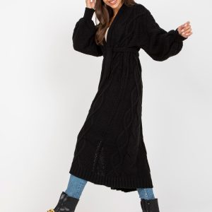 Wholesale Black long cardigan with braids RUE PARIS