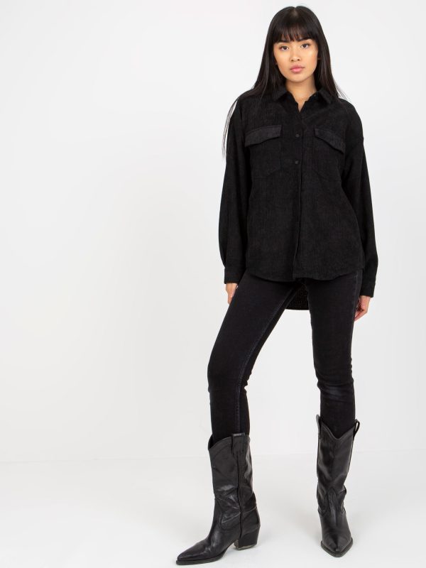 Wholesale Black Corduroy Button Top Shirt