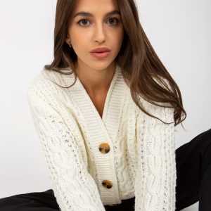 Wholesale Ecru knitted cardigan with braids RUE PARIS