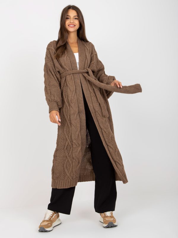 Wholesale Brown long cardigan with wide sleeves RUE PARIS