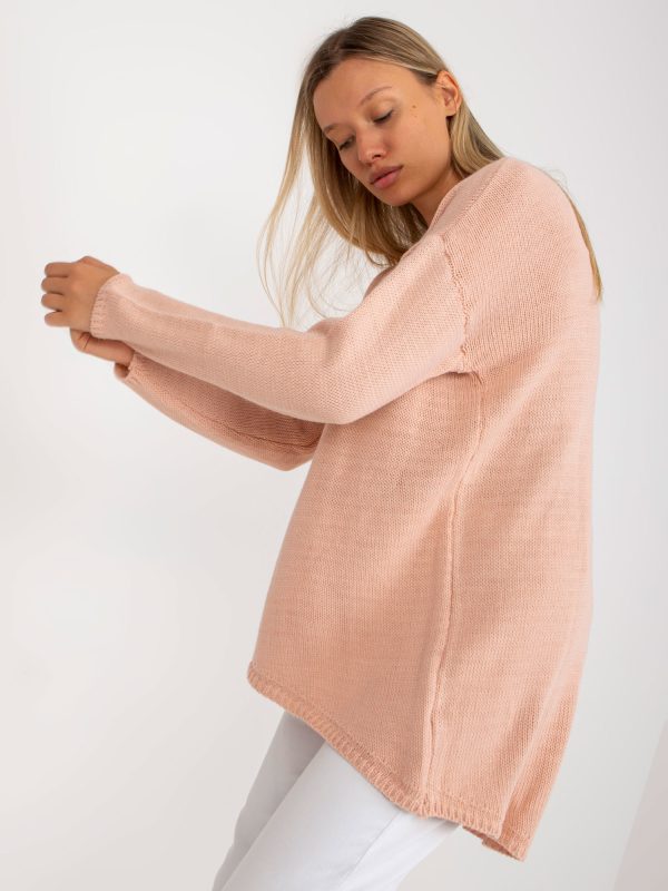 Wholesale Dirty pink oversize sweater with asymmetrical cut OCH BELLA