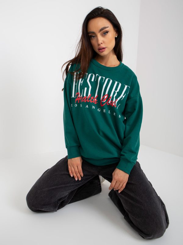 Wholesale Dark Green Cotton Print Sweatshirt