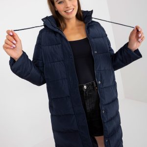 Wholesale Navy blue long winter jacket 2in1 with hood