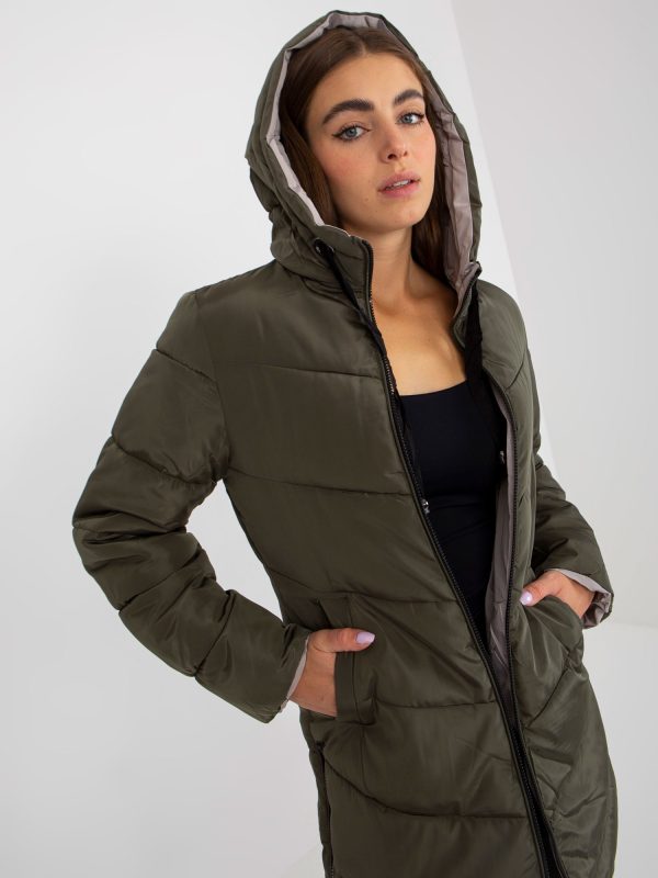 Wholesale Khaki-beige double-sided winter jacket with quilting