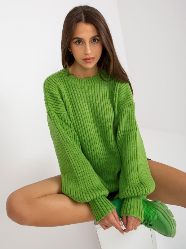 Wholesale Light green knitted oversize sweater RUE PARIS