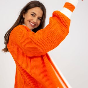 Wholesale Orange long cardigan without fastener RUE PARIS