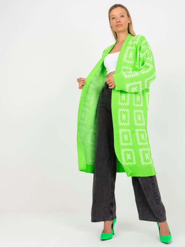 Wholesale Fluo green long oversized cardigan RUE PARIS