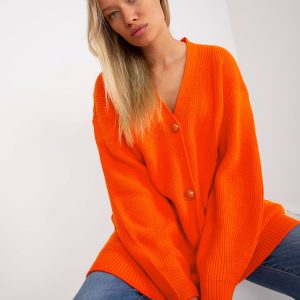 Orange long cardigan with buttons RUE PARIS