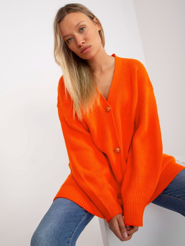 Orange long cardigan with buttons RUE PARIS