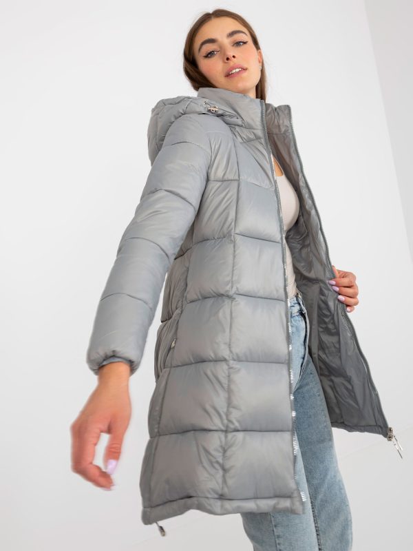 Wholesale Grey flared winter jacket with quilting