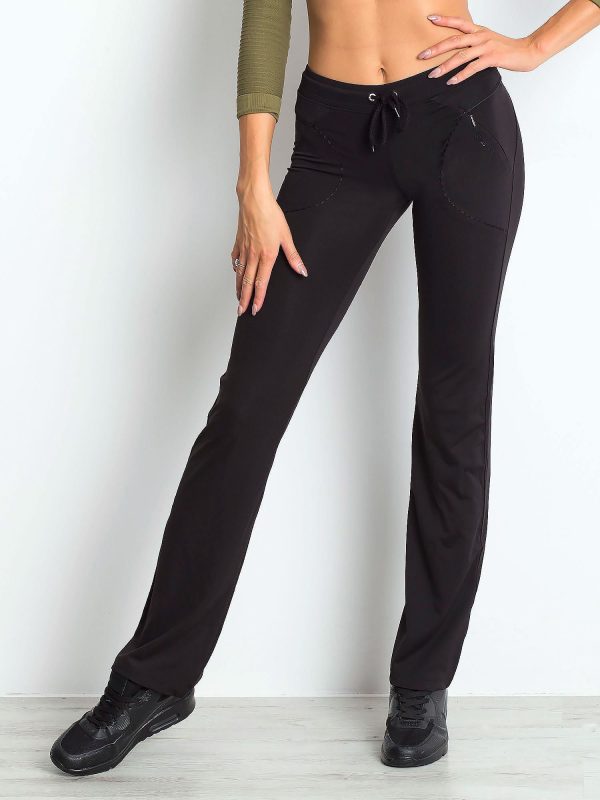 Wholesale Black sweatpants with sewn pocket