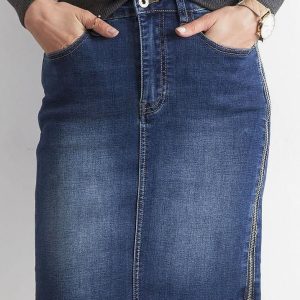 Wholesale Blue denim skirt with zippers