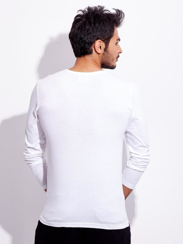 Wholesale White Men's Longsleeve with Print