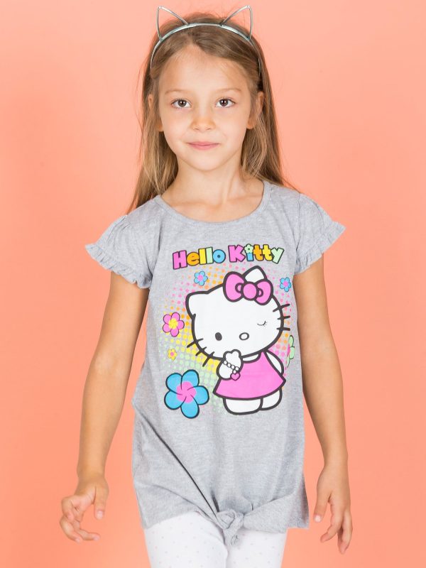 Wholesale Grey t-shirt for girl HELLO KITTY