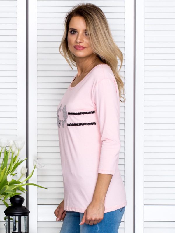 Wholesale Pink blouse with dolphins