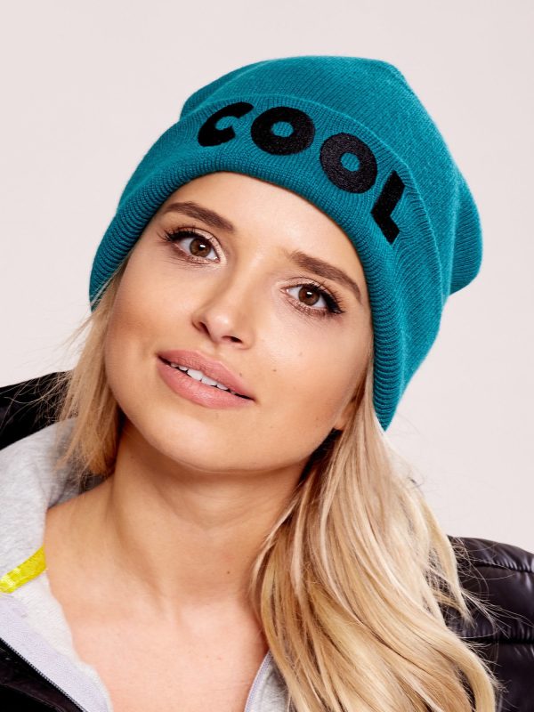 Wholesale Green beanie with inscription COOL