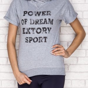 Wholesale POWER OF DREAM short sleeve sweatshirt grey