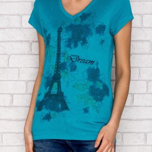 Wholesale Dark green t-shirt with Parisian print