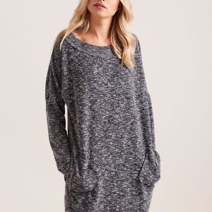 Wholesale Dark grey dress with pockets