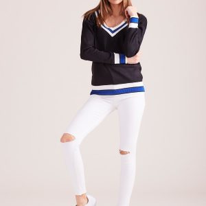 Wholesale Black Lightweight V-Neck Sweater