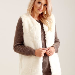 Wholesale Ecru fluffy vest