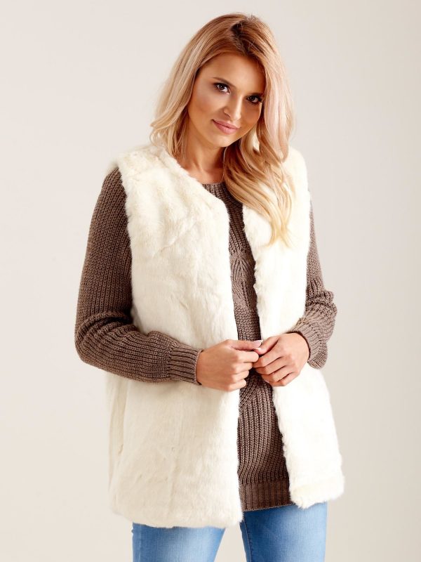 Wholesale Ecru fluffy vest