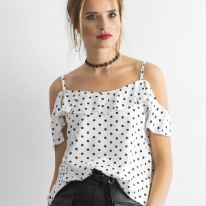 Wholesale Ecru blouse in Polka Das