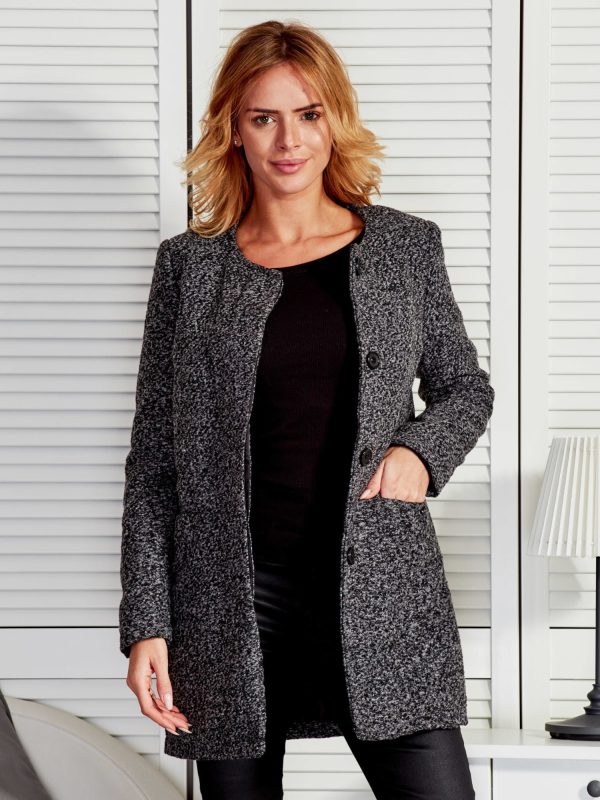 Wholesale Dark grey elegant bouclé coat