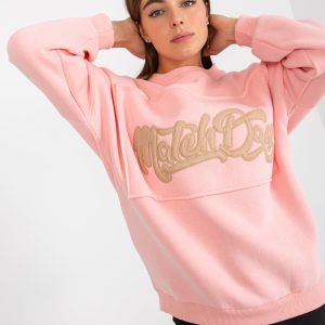 Wholesale Light pink oversized sweatshirt without hood