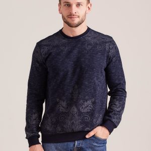 Wholesale Navy blue patterned sweatshirt for men