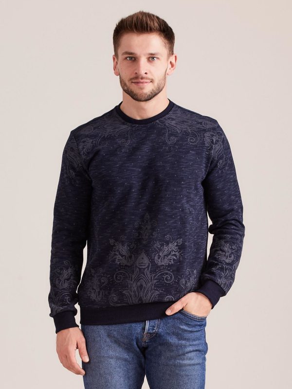 Wholesale Navy blue patterned sweatshirt for men