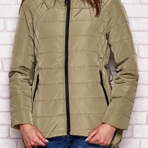 Wholesale Jacket with contrasting trim and khaki hood