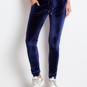 Wholesale Sweatpants velour with stripes navy blue