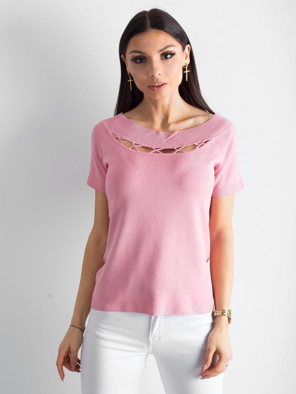 Wholesale Pud-pink blouse with cutouts