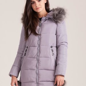 Wholesale Women's Grey Winter Jacket with Fur