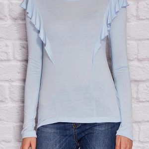 Wholesale Blue blouse with flounces