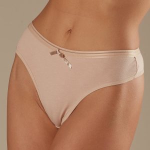 Wholesale Beige cotton thong