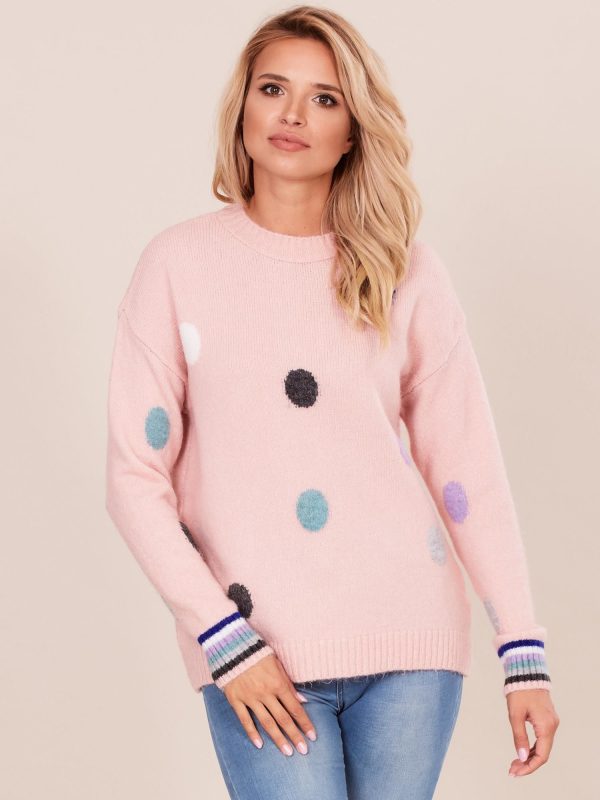 Wholesale Pale Pink Sweater with Dot