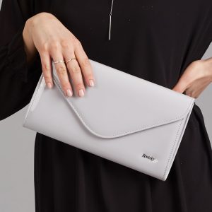 Wholesale Light grey large lacquered clutch bag